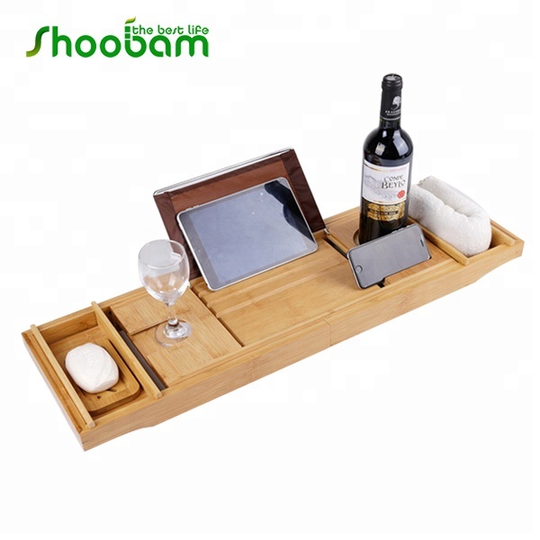 Bamboo Luxury Bathtub Tray with Rubber Mat/Feet