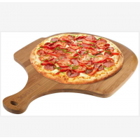 Custom natural  bamboo wooden pizza peel paddle food serving tray with handle